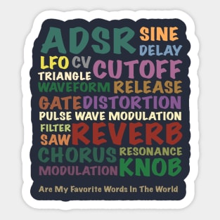 Synthesizer and Drum machine words Sticker